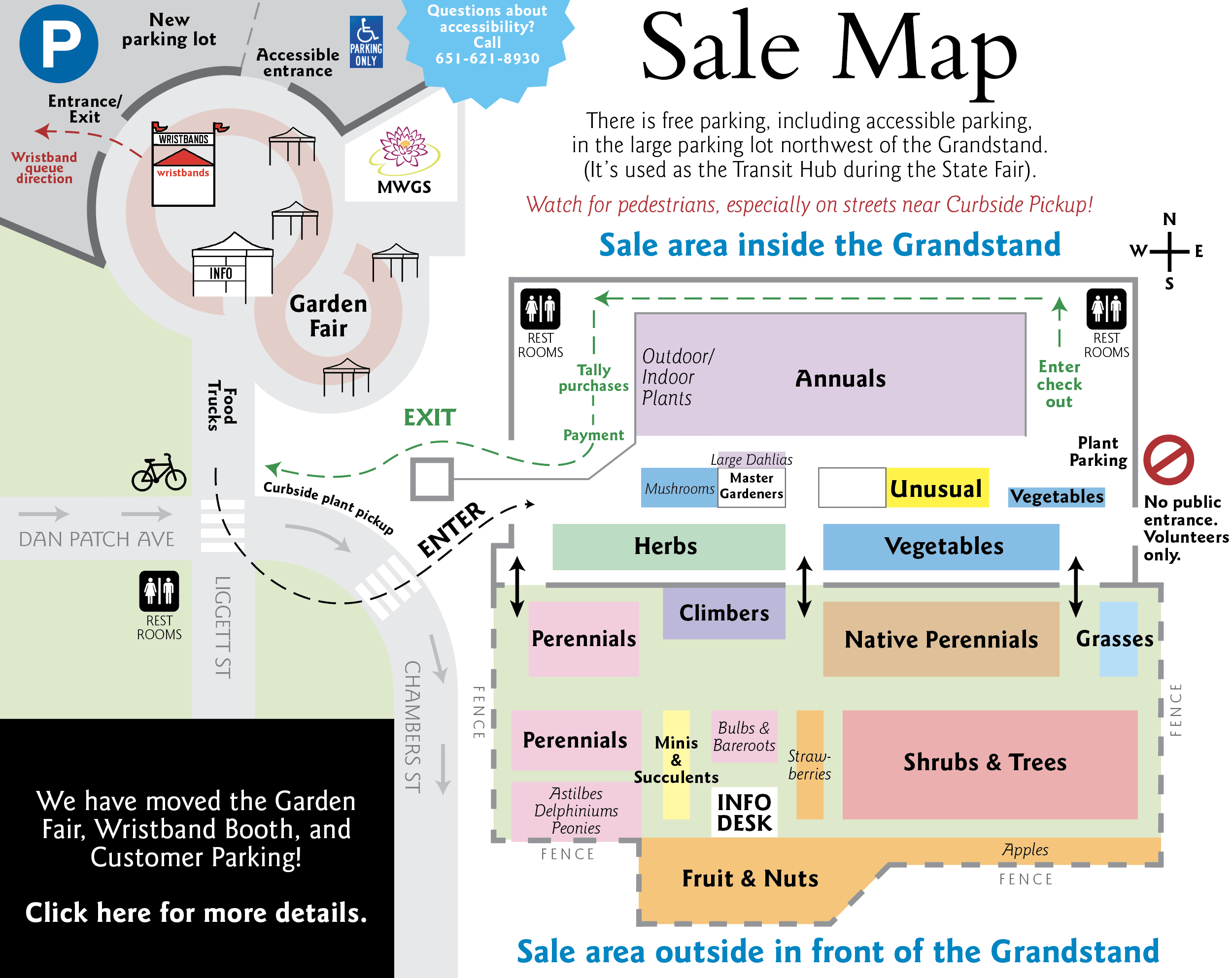 2025 Map of the Friends School Plant Sale and Garden Fair, showing new parking location.