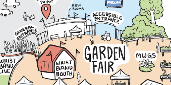 Map of the new garden fair and parking lot locations.